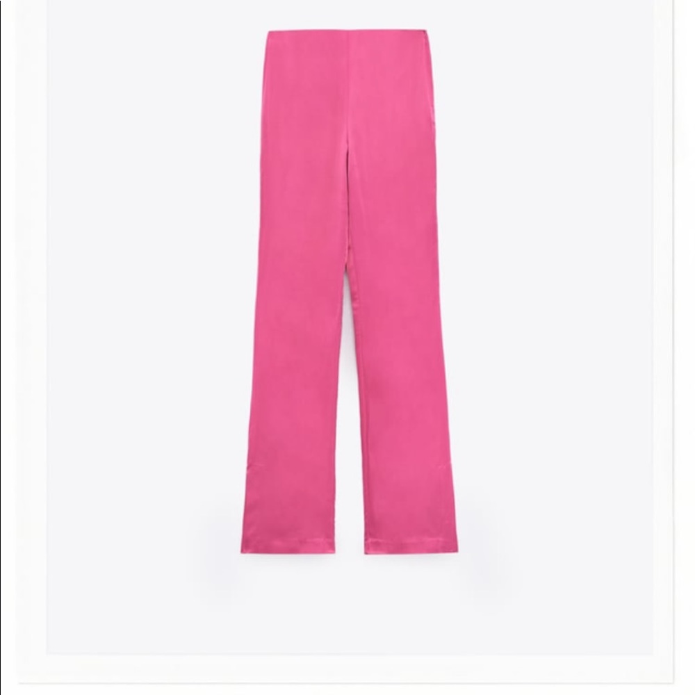 Satin long pants with slit